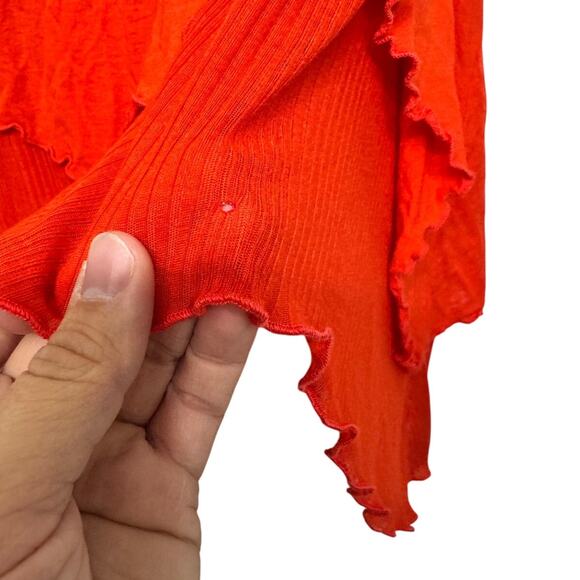 Free People Layered Red Asymmetrical Hem Tee M Boho Festival Top Flowy Tunic - Picture 3 of 6